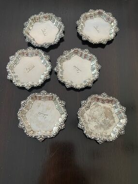 Set of Six Silverplate Salvers w/Monogram